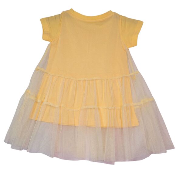 Girl's Short Sleeve Crew Neck Summer Casual Dress Yellow Size 2T - Picture 2 of 7